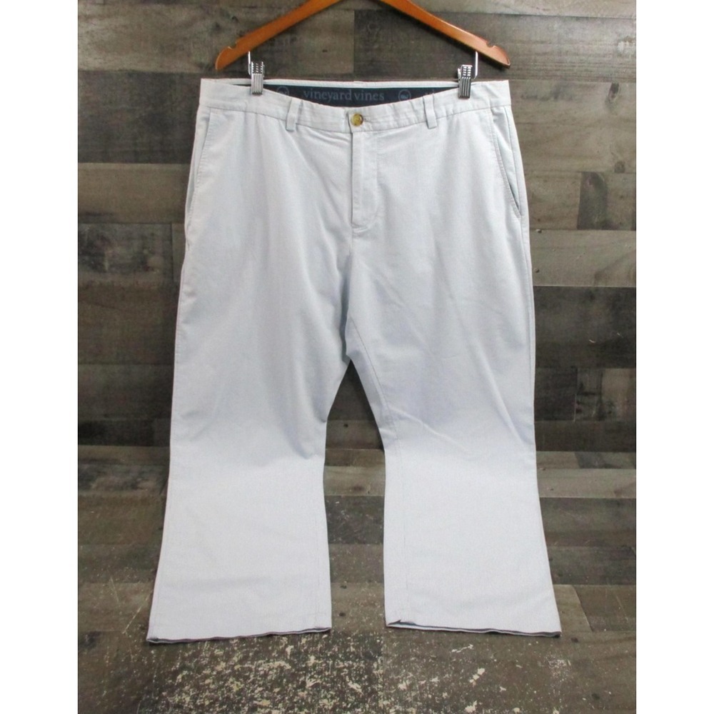 Vineyard Vines On-The-Go Pants Mens 36x30 Light Blue White Stripe Stretch Chino